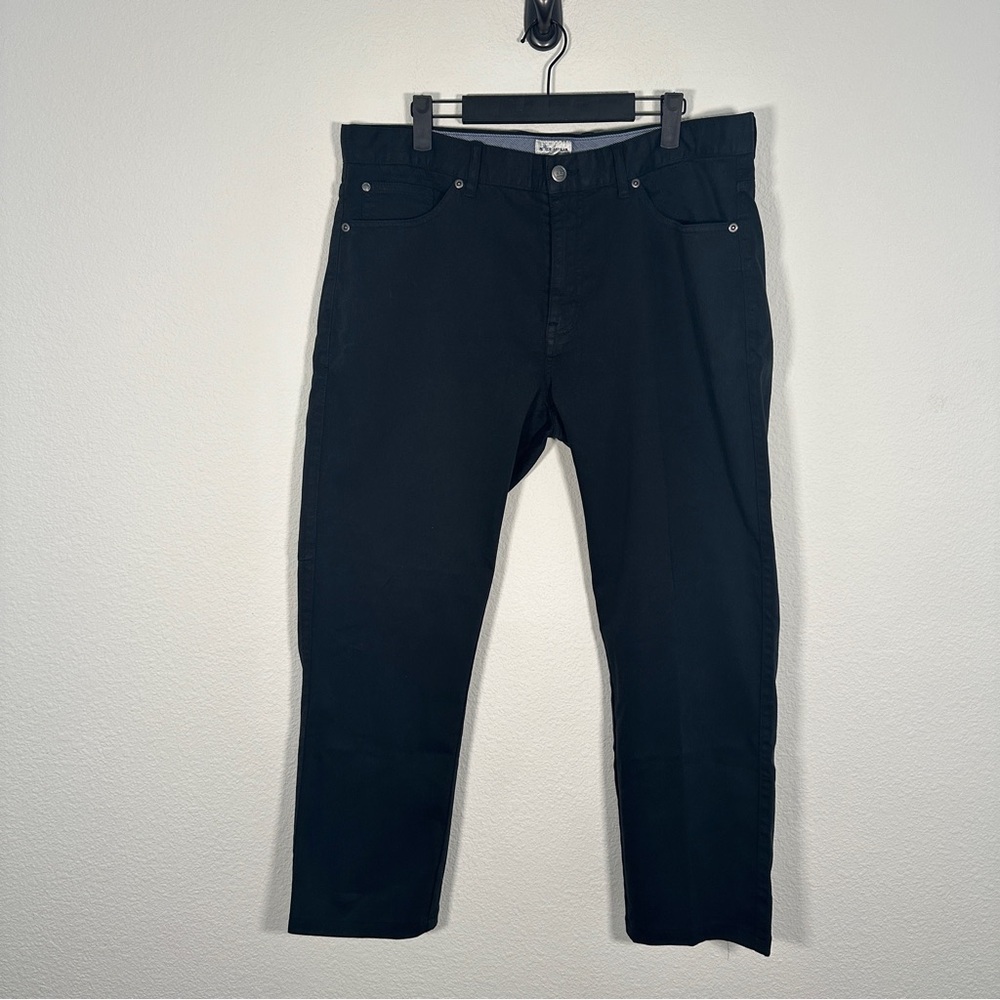 Peter Millar Ankle Pants‎ Mens 36 Black Cotton Modal Stretch Twill Slim Straight